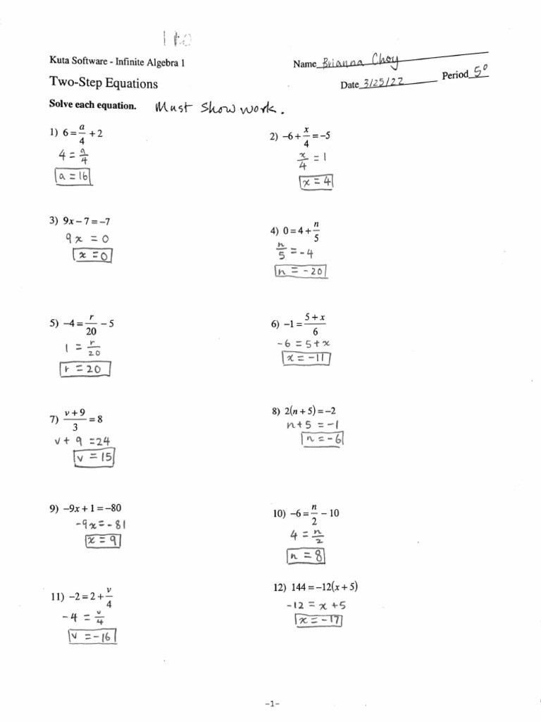 Two Step Equations | PDF