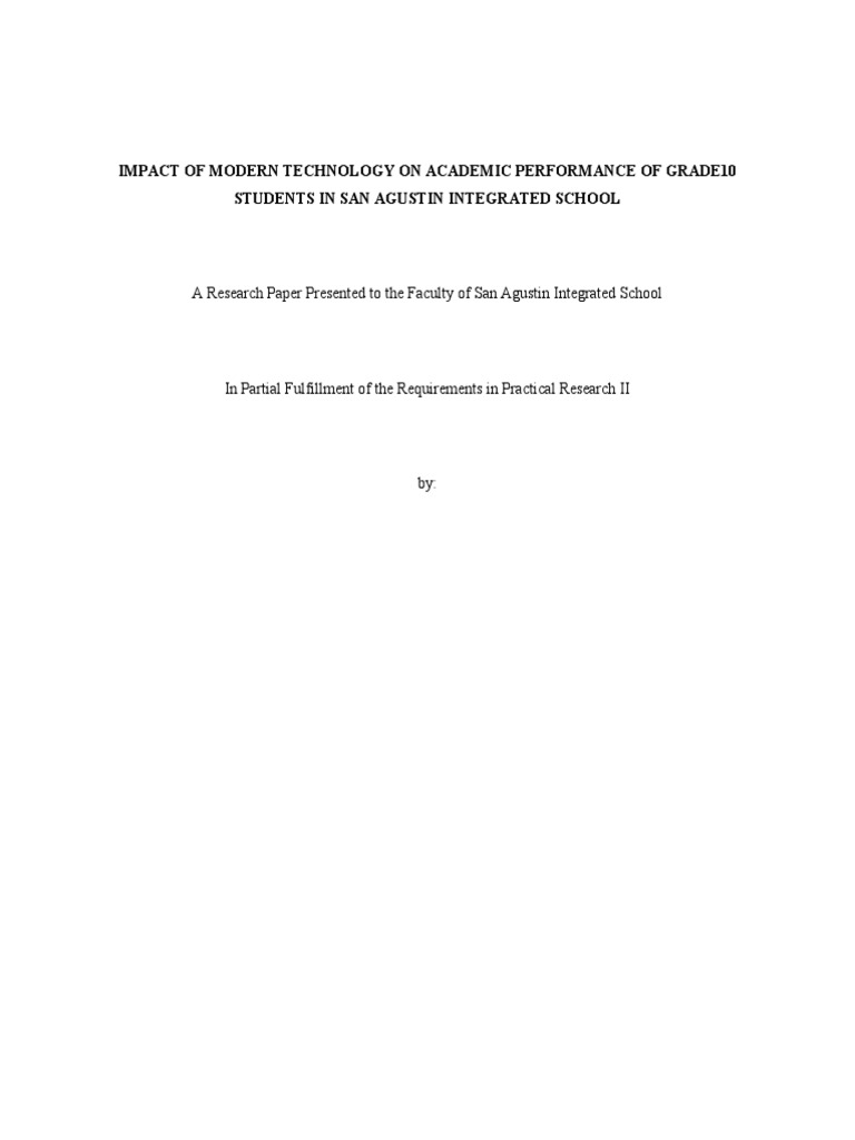Impact of Technology on Grade 10 Performance | PDF | Survey Methodology ...