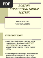 Boston Consulting Group Matrix: Presented by