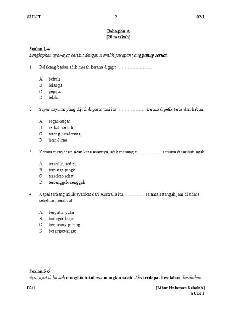 Bahasa Melayu Ting 1 k1 | PDF