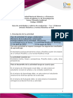 Guía de Actividades y Rúbrica de Evaluación - Unidad 3 - Fase 3 - Elaborar Artículo Filosófico y Revista Filosófica Virtual