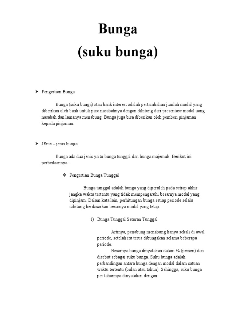 Pengertian dan Jenis Suku Bunga | PDF