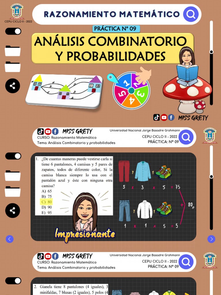 P9 - Analisis Combinatorio y Probabilidades | PDF | Matemáticas