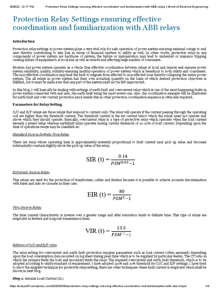Protection Relay Settings PDF Relay Transformer