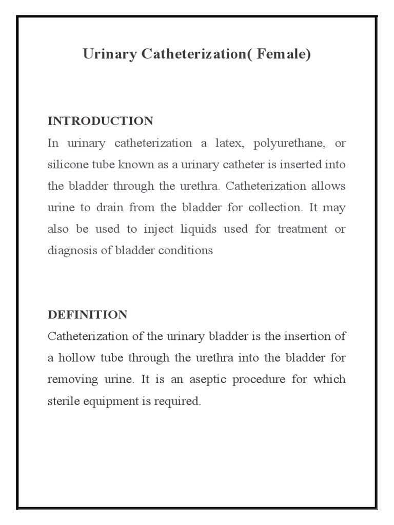 Female Urinary Catheterization Guide | PDF | Medical Specialties ...