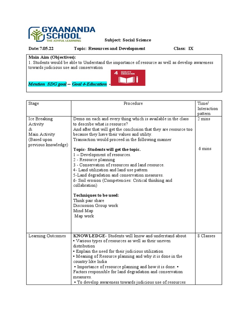 Lesson Plan Resources And Development Pdf Resource