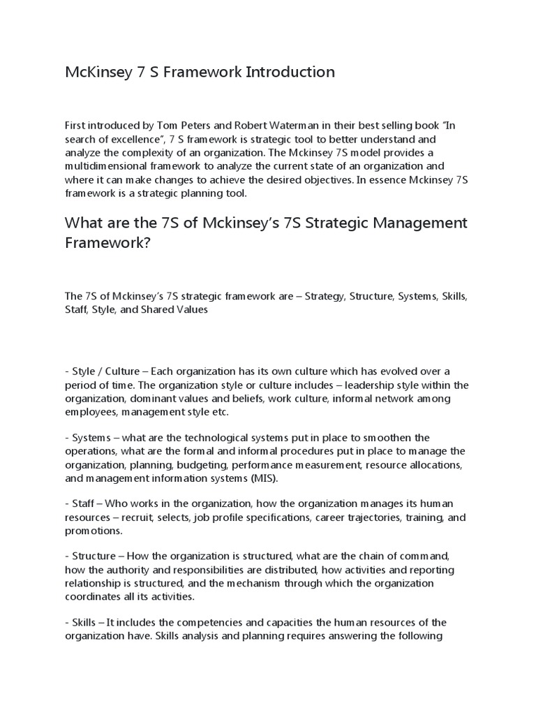 Mckinsey 7 S Framework Introduction | PDF | Strategic Management ...