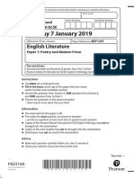 Monday 7 January 2019: English Literature