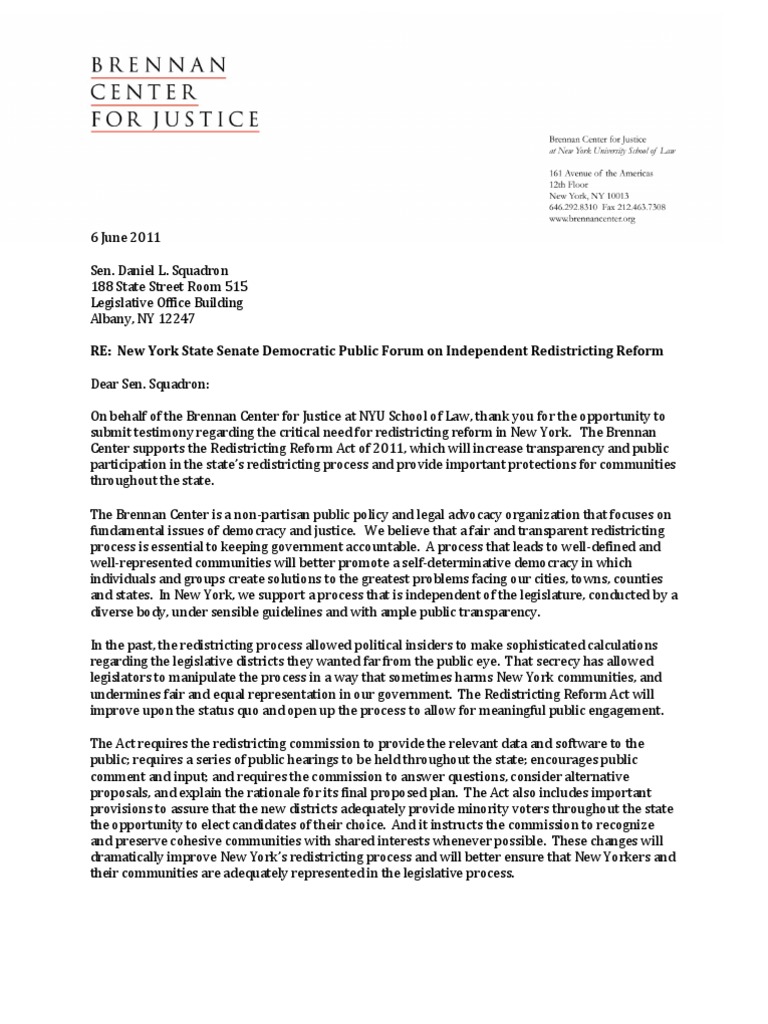 Written Testimony Submitted by Brennan Center For Justice For ...