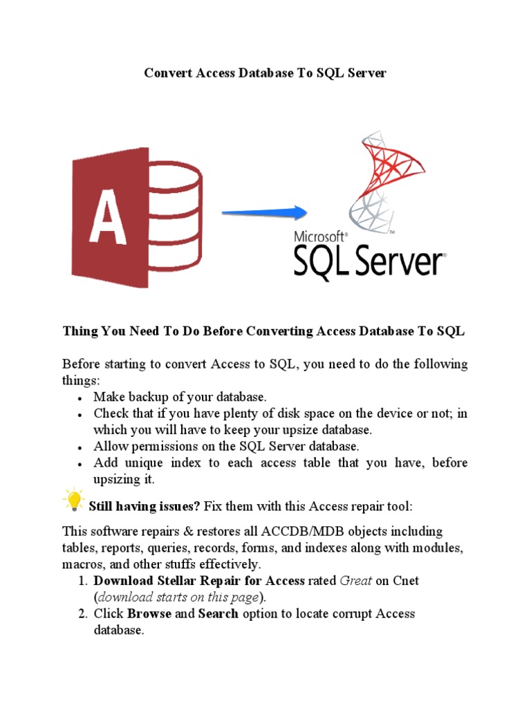 Convert Access Database To SQL Server | PDF | Microsoft Access | Databases