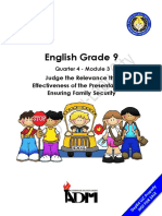 English Grade 9: Judge The Relevance The Effectiveness of The Presentation in Ensuring Family Security