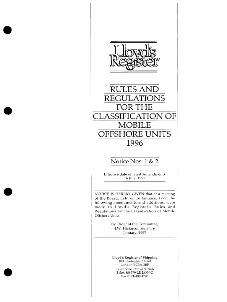 LR Rules and Regulations For The Classification of Mobile Offshore ...