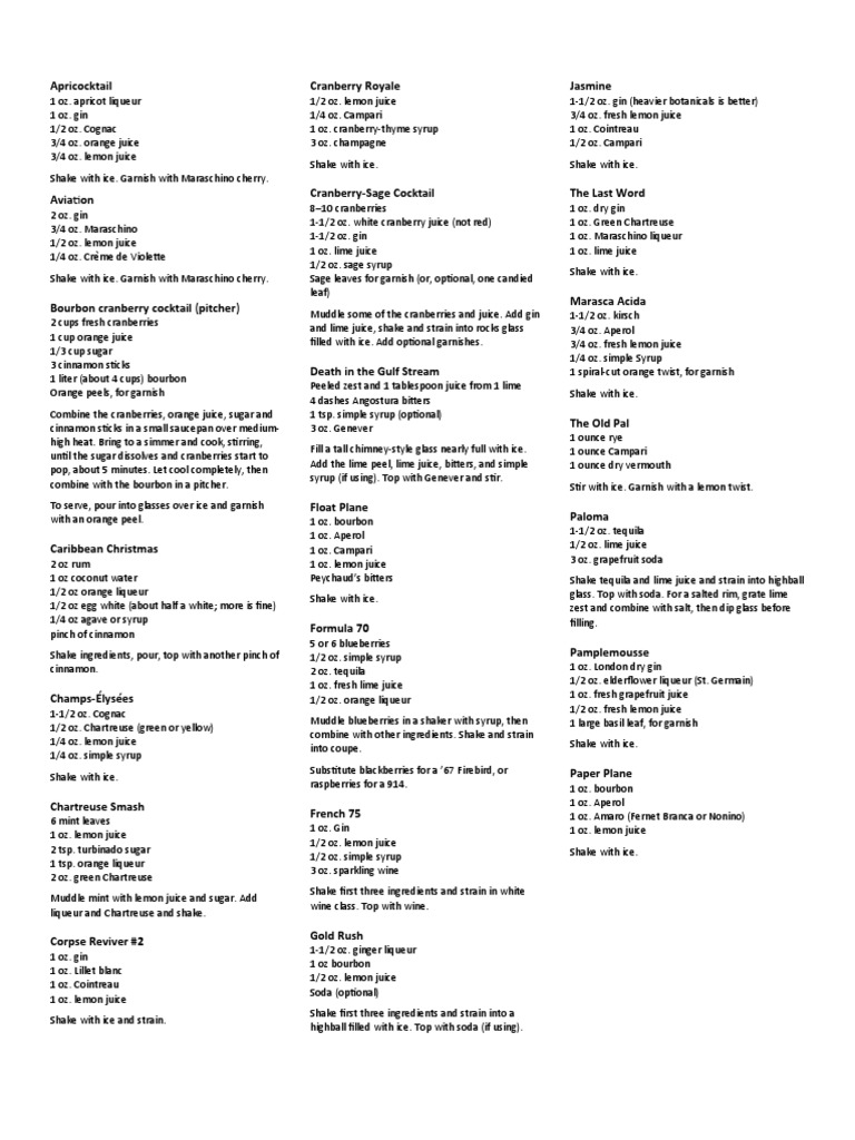 A Collection of Craft Cocktail Recipes PDF Lime (Fruit) Lemon