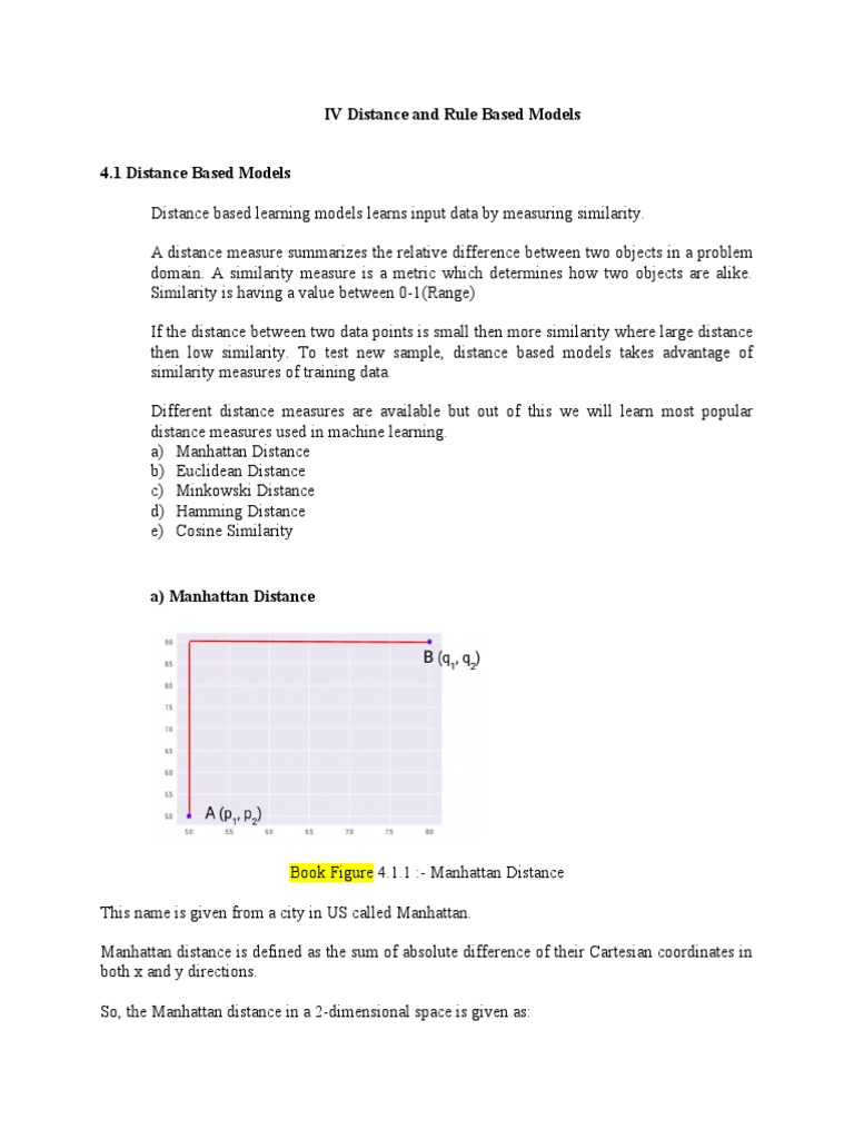 IV Distance and Rule Based Models 4.1 Distance Based Models | PDF ...