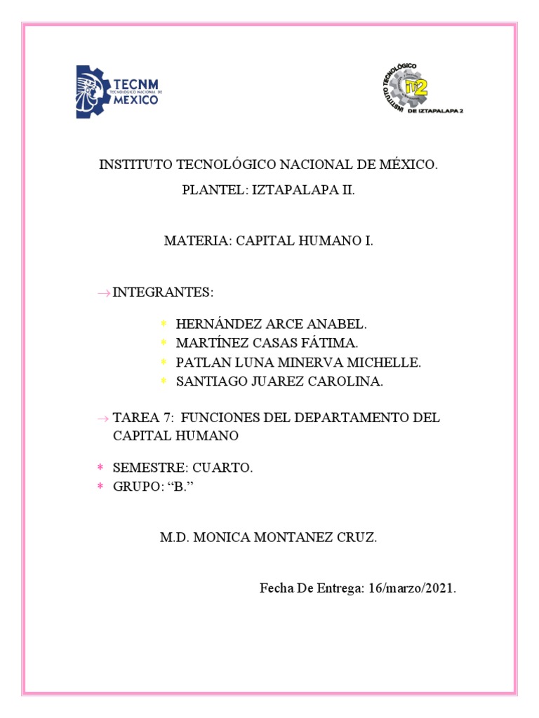 Funciones Del Departamento Del Capital Humano | PDF | Gestión de