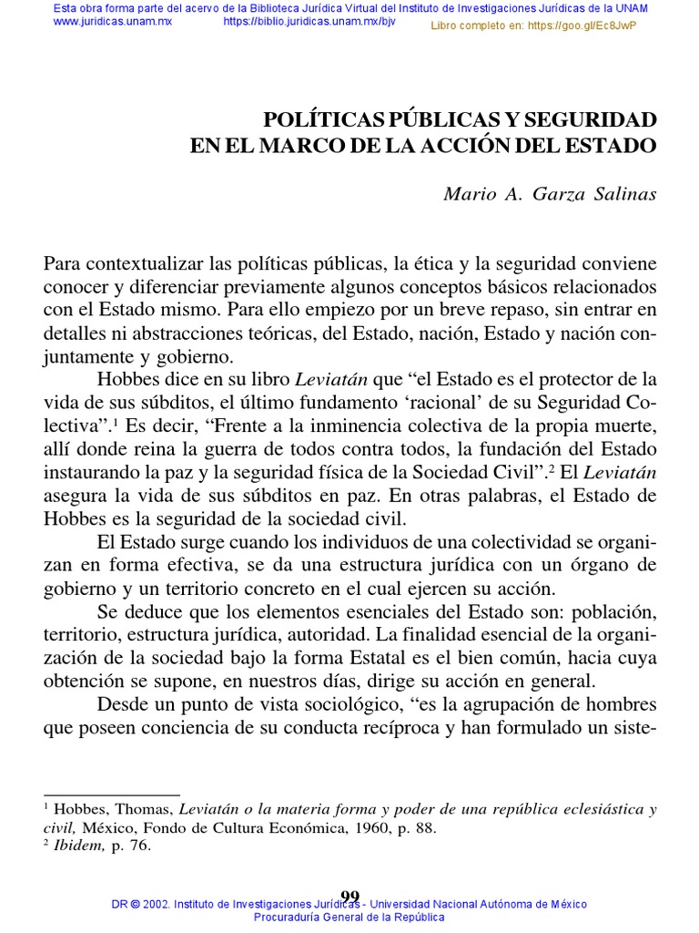 Políticas Públicas y Seguridad en El Marco de La Acción Del Estado ...