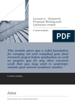 Lecture 6: Research Proposal Writing and Literature Review: T.Tarugarira