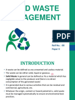 Solid Waste Management: Anushi Jain MSC Ii Roll No.: 08 Paper II