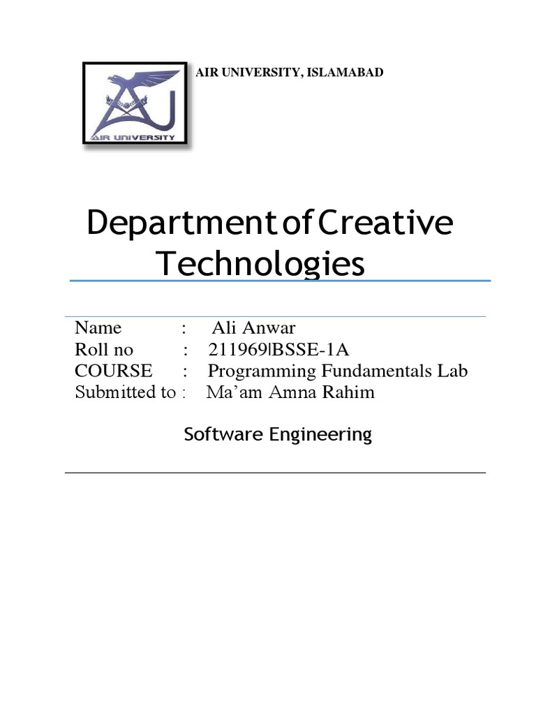 Ali Anwar Bsse 1a Lab 11 | PDF | Computers