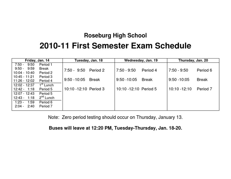 10-11 RHS Exam Schedule | PDF