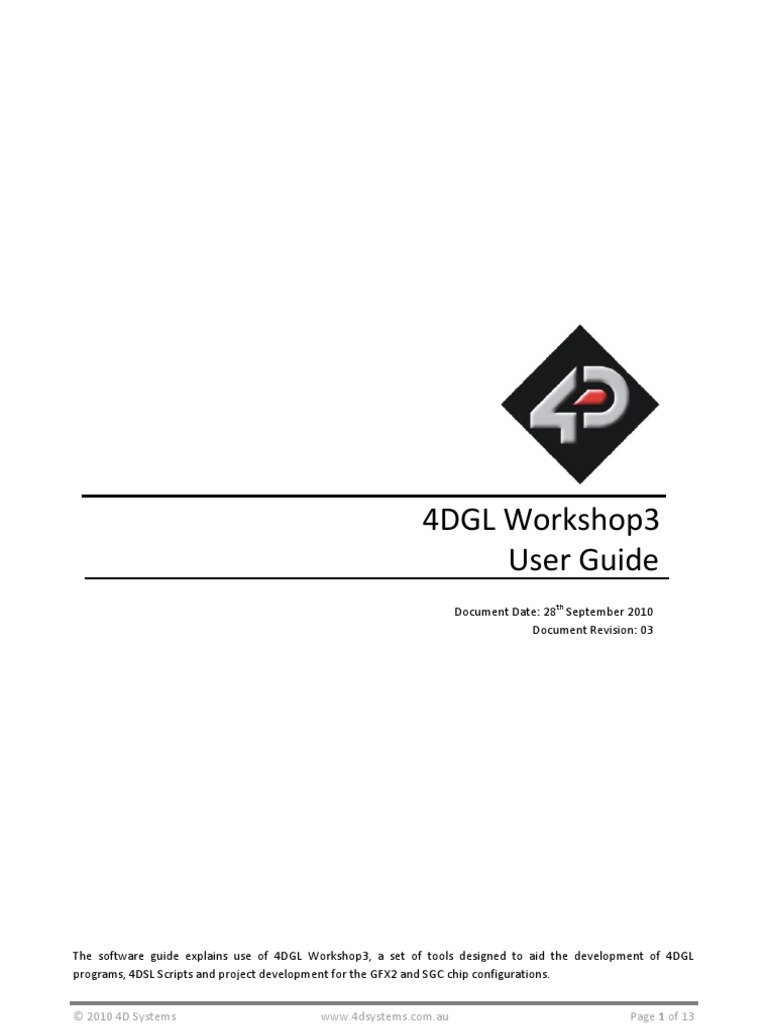 4DGL Workshop3 IDE User Guide Rev3 | PDF | Integrated Development ...