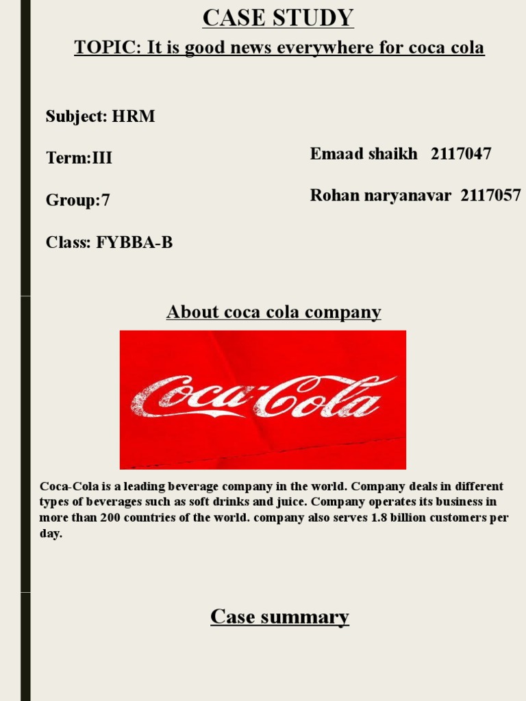 coca cola hrm case study