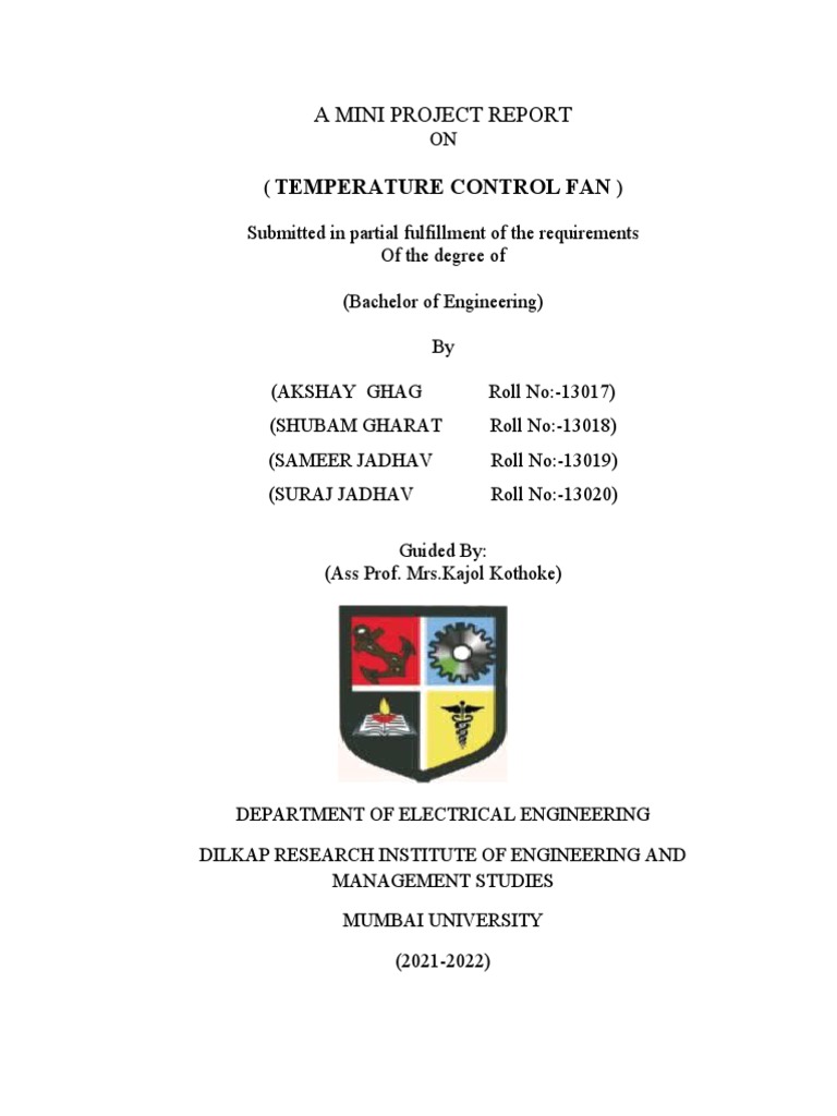 Temperature Control Fan Project Report | PDF