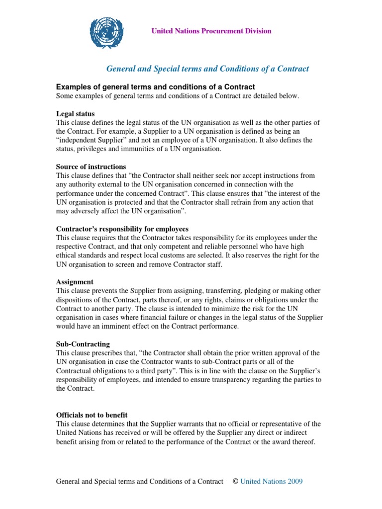 General and Special Terms and Conditions of A Contract | PDF