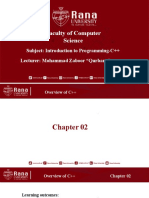 Faculty of Computer Science: Subject: Introduction To Programming-C++ Lecturer: Mohammad Zaboor "Qurbany"