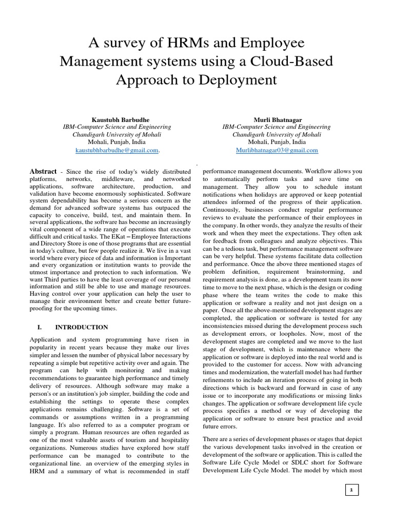 Cloud-Based HRM and Employee Systems | PDF | Cloud Computing | Human ...