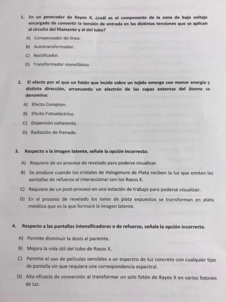 OPE DEFENSA 2019 Examen Radiodiagnóstico y Respuestas | PDF