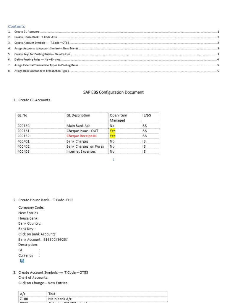 SAP EBS Configuration+ Document | PDF | Banks | Financial Services