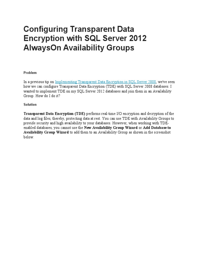 Configuring Transparent Data Encryption With SQL Server 2012 AlwaysOn ...