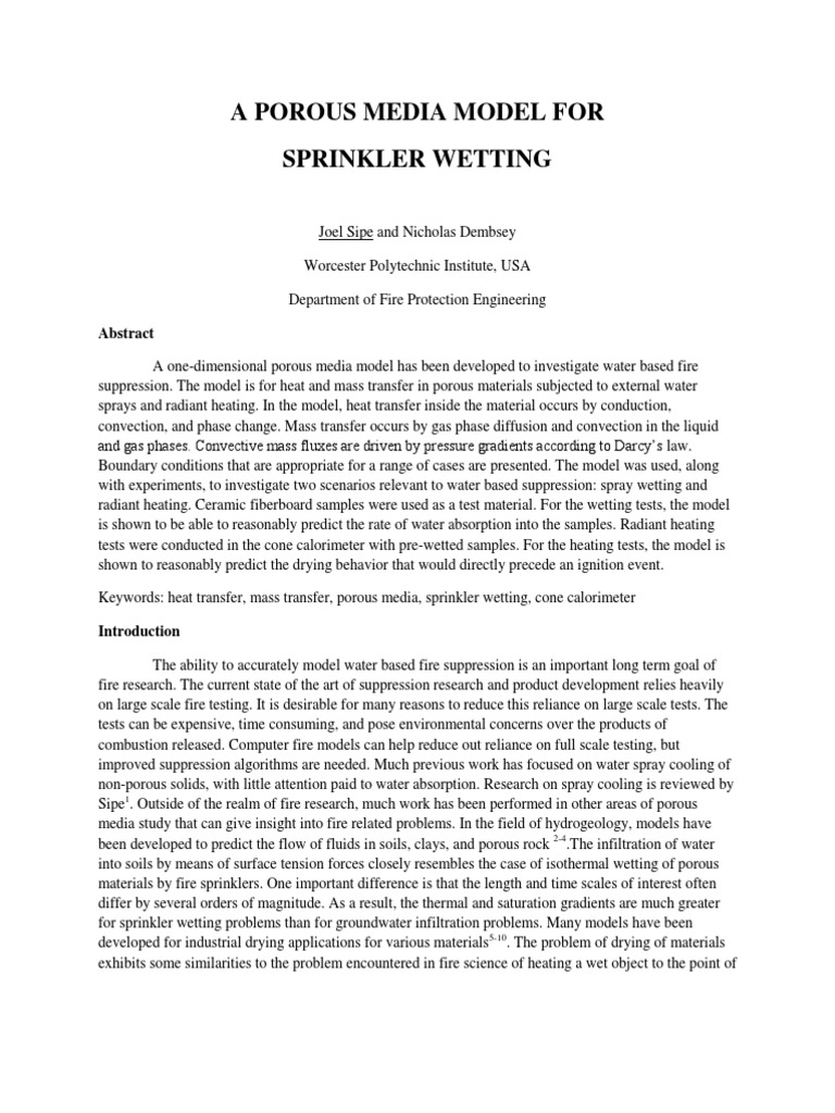 Porous Media Model for Sprinkler Wetting | PDF | Heat Transfer | Porosity