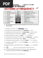 Adverbs of Frequency: Grammar Worksheet