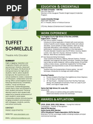 tuffet schmelzle teacher resume