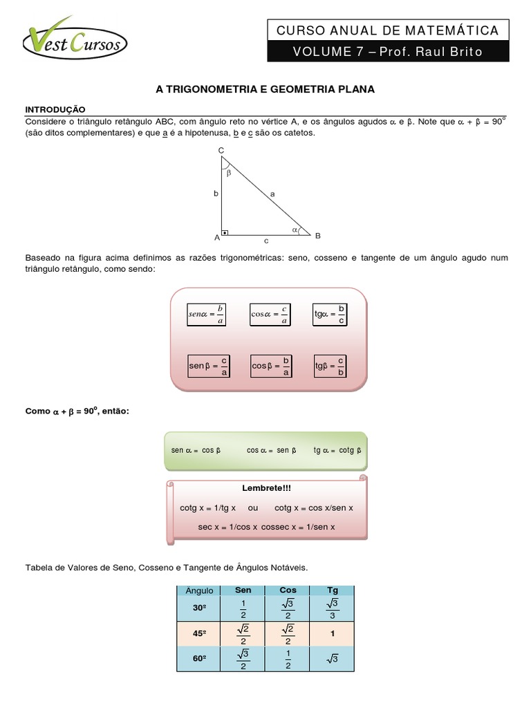 Aula 7 - Geometria 1 | PDF | Triângulo | Geometria Euclidiana