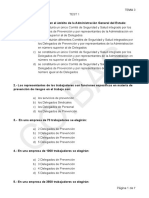 Test 1 sobre Comités de Seguridad y Salud y Delegados de Prevención