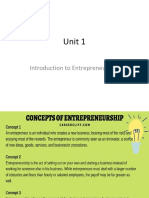 Unit 1: Introduction To Entrepreneurship