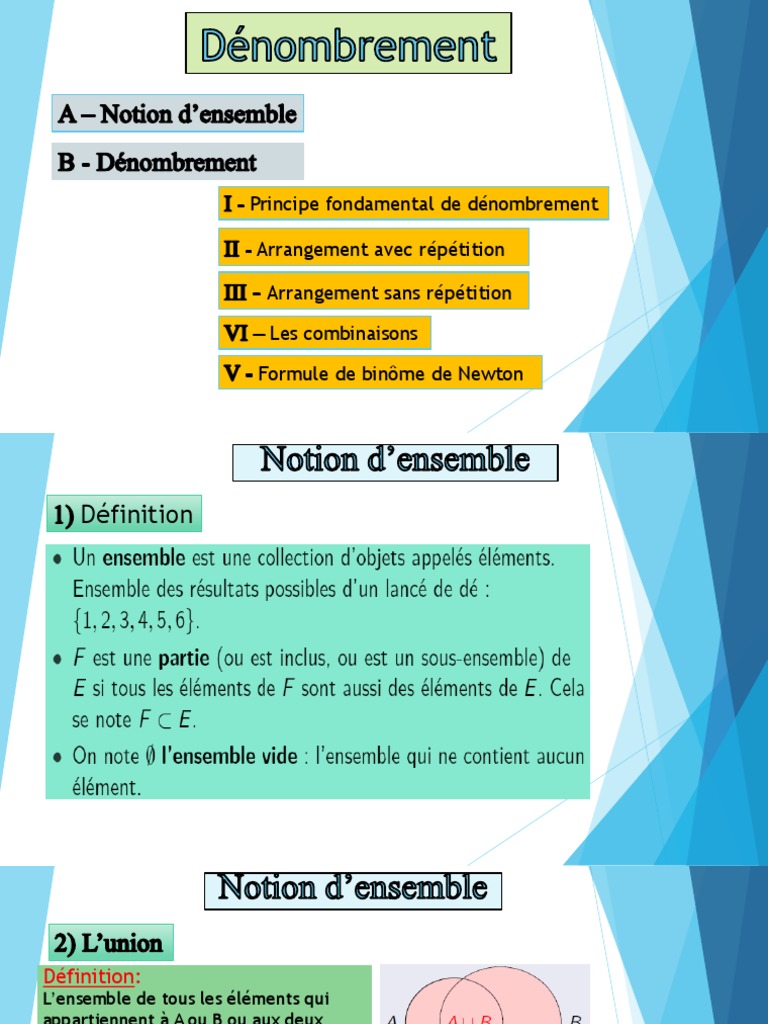 Dénombrement : Principes et Formules | PDF | Ensemble (Mathématiques ...