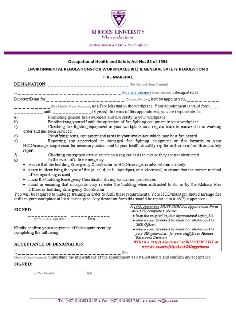 Occupational Health and Safety Act No. 85 of 1993 Environmental