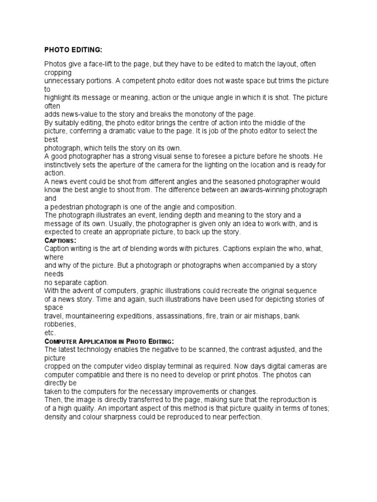 Photo Editing:: Aptions | PDF