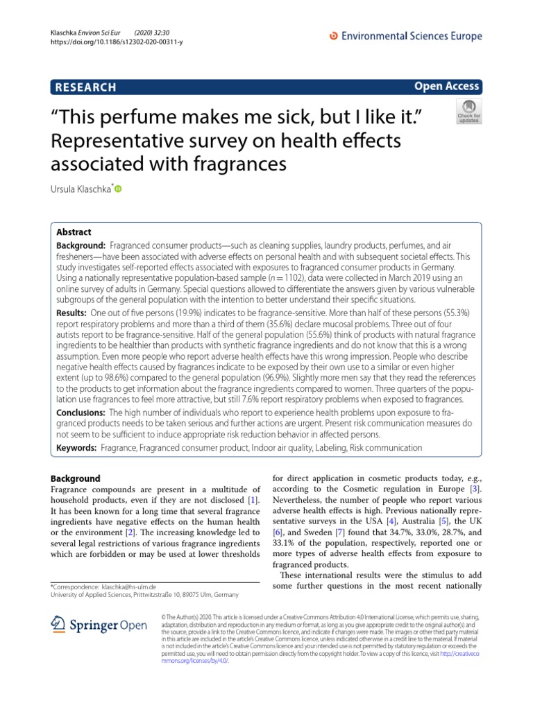 "This Perfume Makes Me Sick, But I Like It." Representative Survey On