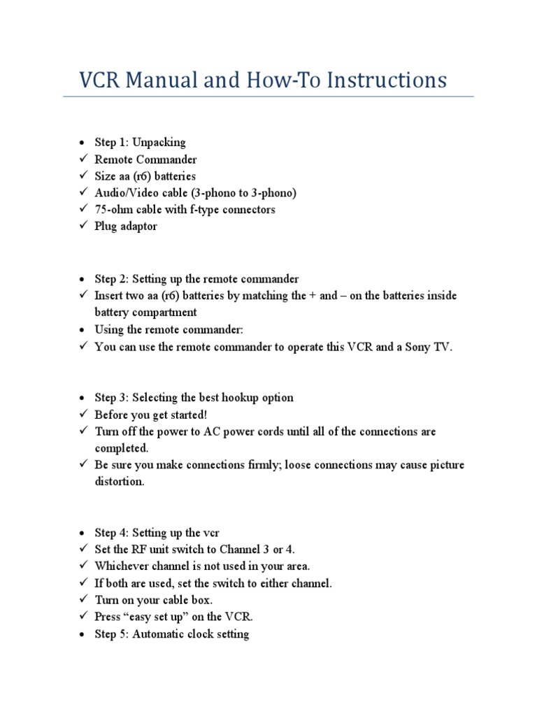 VCR Manual and How | PDF