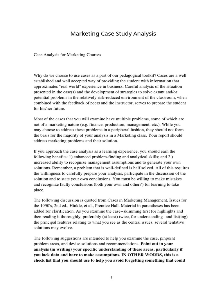 Marketing Case Study Examples | PDF | Memorandum | Marketing