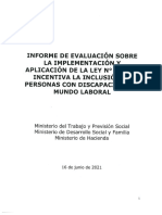 Informe de Evaluación Sobre La Implementación y Aplicación de La Ley N 21.015