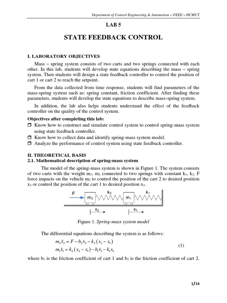 Lab 5 State Feedback Control Pdf Control Theory Simulation