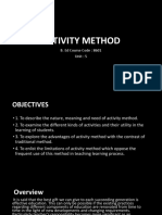 ACTIVITY METHOD: BENEFITS AND LIMITATIONS