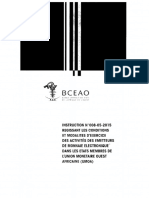 Instruction de La BCEAO N°008-05-2015 Du 21 Mai 2015 Fixant Les Conditions Et Modalités de L'exercice Des Activités Des Émetteurs de Monnaie Électronique Des États Membres de l'UMOA