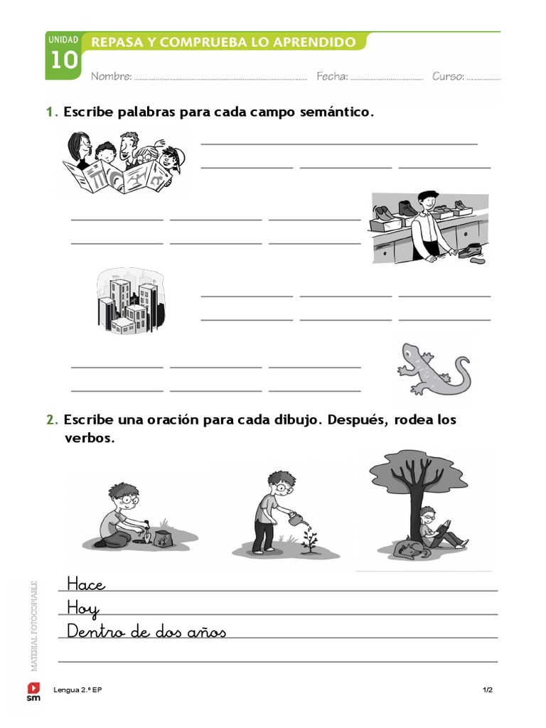 Actividades de Lengua 2.º EP | PDF | Artes del Lenguaje y Comunicación